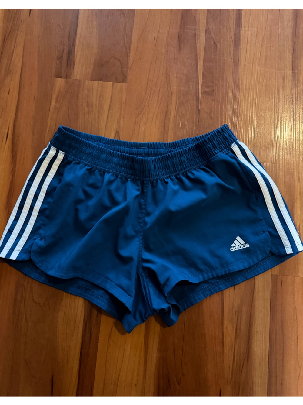 adidas Blue Workout Shorts with White Stripes